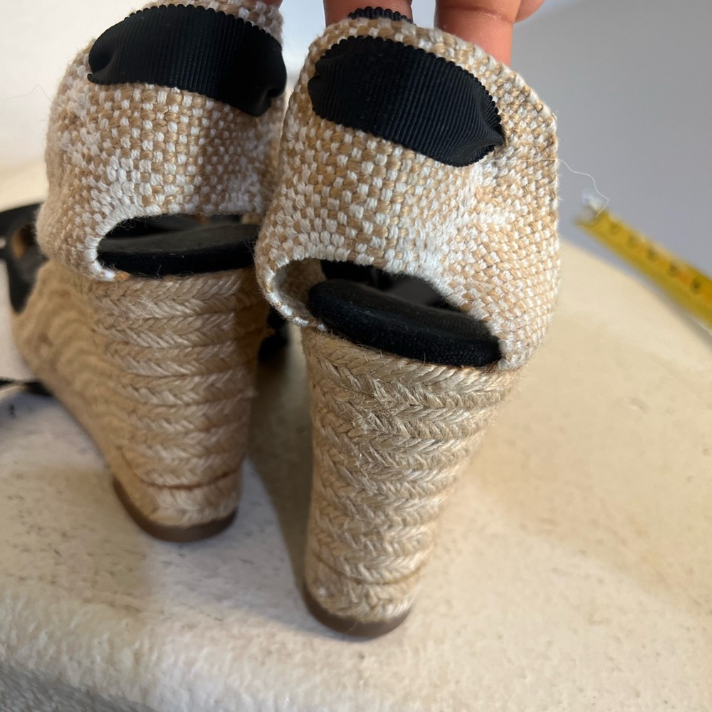 Christian Louboutin Espadrille Wedge Heels Black sandals Size 39/8 - Picture 8 of 14